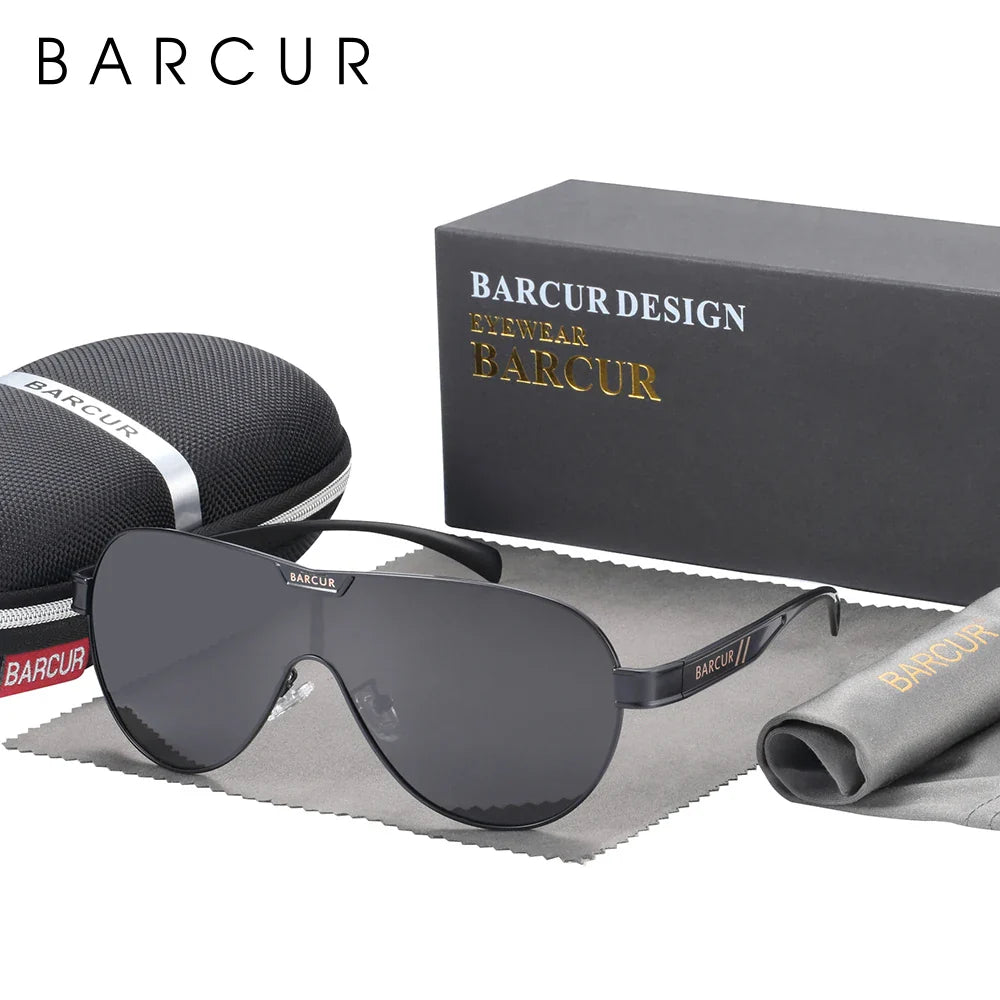 BARCUR Men's Polarized Sunglasses UV400 Protection Special-Shaped Eyewear for Men Stainless Steel Frame Eyeglasses Accessory