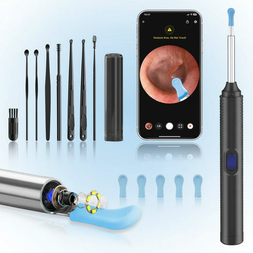 AI Ear Wax Removal Kit with 1080P HD Camera, AI Eardrum Alert, 6-Axis Gyroscope, Waterproof Lens, 230Mah Battery, 8-Piece Ear Cleaning Set, Ios & Android, FSA/HSA Eligible