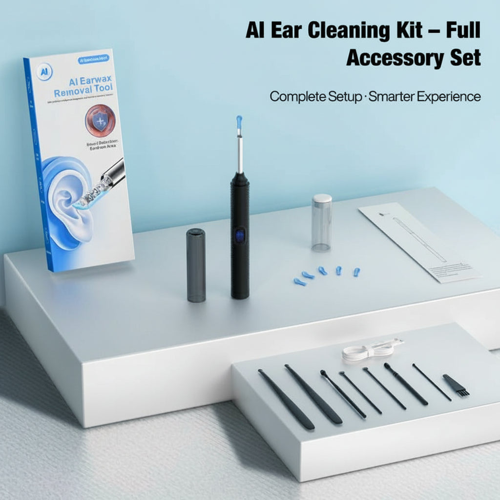 AI Ear Wax Removal Kit with 1080P HD Camera, AI Eardrum Alert, 6-Axis Gyroscope, Waterproof Lens, 230Mah Battery, 8-Piece Ear Cleaning Set, Ios & Android, FSA/HSA Eligible