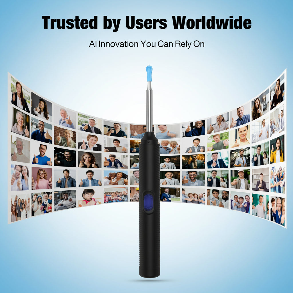 AI Ear Wax Removal Kit with 1080P HD Camera, AI Eardrum Alert, 6-Axis Gyroscope, Waterproof Lens, 230Mah Battery, 8-Piece Ear Cleaning Set, Ios & Android, FSA/HSA Eligible